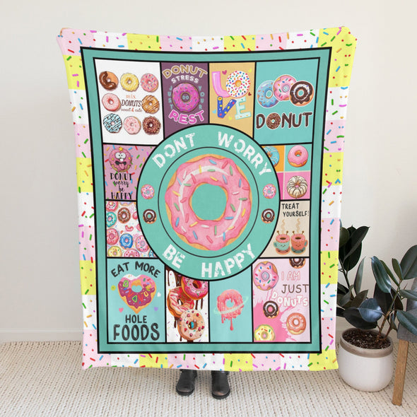 Donut Pattern Blanket Fleece Throw Blanket Super Soft Warm Gifts for Baby Girls Boys Kids Mom Grandma Room Decor