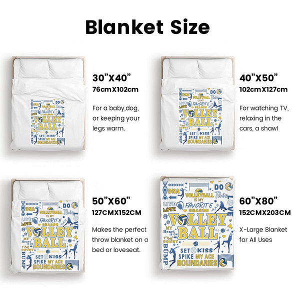 Volleyball Pattern Blanket Fleece Throw Blanket Super Soft Warm Gifts for Baby Girls Boys Kids Mom Grandma Room Decor