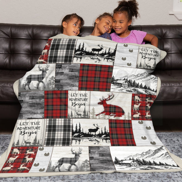 Deer Pattern Blanket Fleece Throw Blanket Super Soft Warm Gifts for Baby Girls Boys Kids Mom Grandma Room Decor