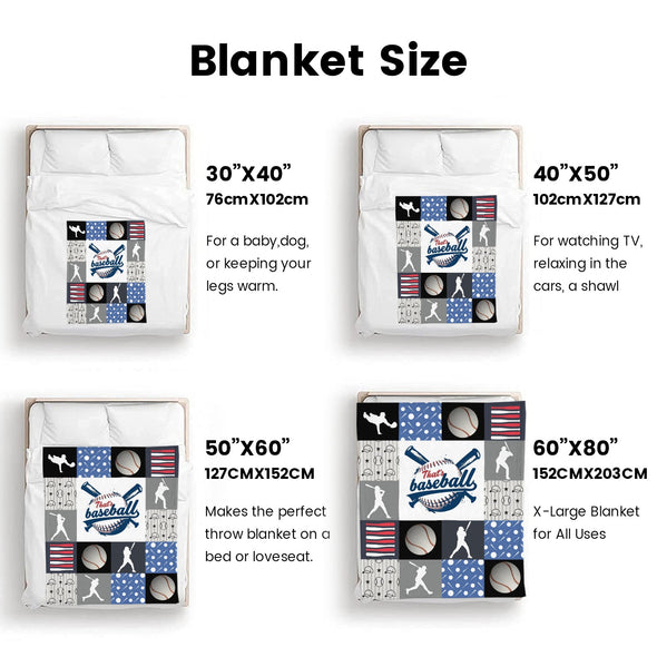 Baseball Pattern Blanket Fleece Throw Blanket Super Soft Warm Gifts for Baby Girls Boys Kids Mom Grandma Room Decor