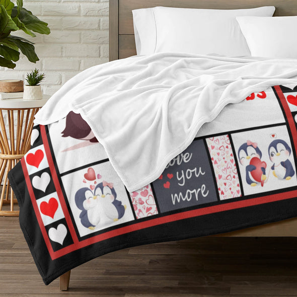 Penguin Blanket Fleece Throw Blanket Super Soft Warm Gifts for Baby Girls Boys Kids Mom Grandma Room Decor