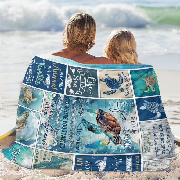 Turtle Pattern Blanket Fleece Throw Blanket Super Soft Warm Gifts for Baby Girls Boys Kids Mom Grandma Room Decor