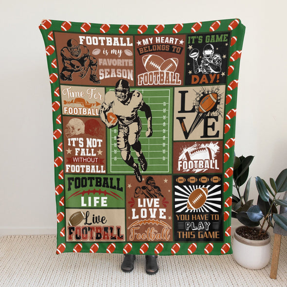 Football Pattern Blanket Fleece Throw Blanket Super Soft Warm Gifts for Baby Girls Boys Kids Mom Grandma Room Decor