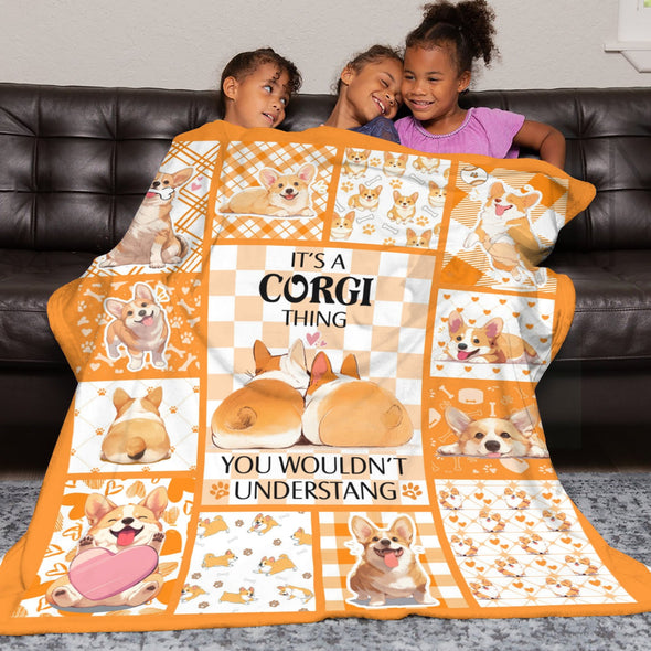 Corgi Blanket Fleece Throw Blanket Super Soft Warm Gifts for Baby Girls Boys Kids Mom Grandma Room Decor