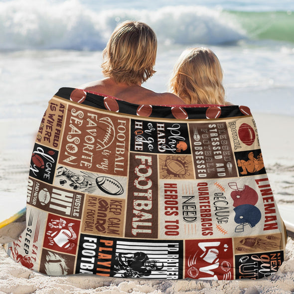 Football Pattern Blanket Fleece Throw Blanket Super Soft Warm Gifts for Baby Girls Boys Kids Mom Grandma Room Decor