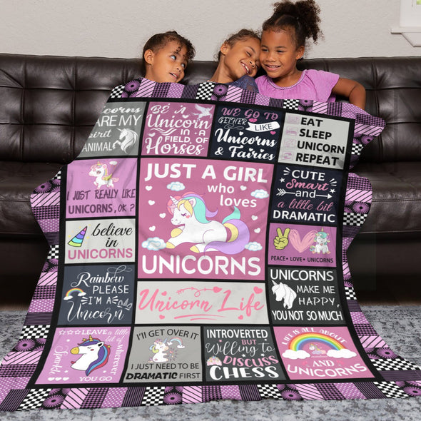 Unicorn Throw Blanket Super Soft Warm Cozy Fuzzy Plush Blanket Gifts for Girls Boys Kids Room Decor
