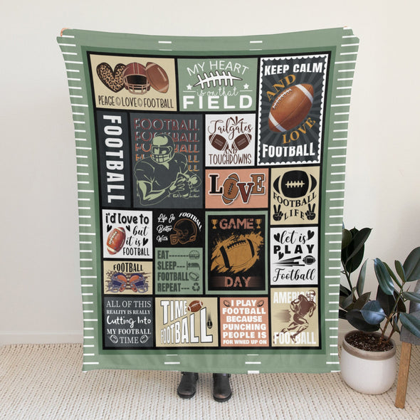 Football Pattern Blanket Fleece Throw Blanket Super Soft Warm Gifts for Baby Girls Boys Kids Mom Grandma Room Decor