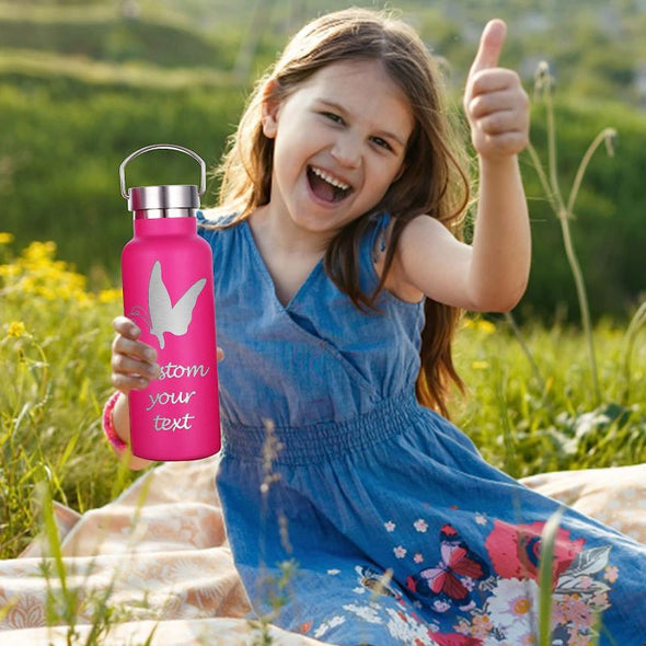 Personalized Water Bottles 12oz/26oz Bulk, Custom Sports Insulated Stainless Steel Bottle Engraved Logo Name for School Kids Adult