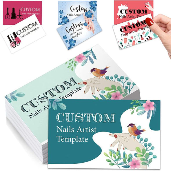Custom Business Cards 100Pcs, Personalized Nails Artist Business Cards with Logo Picture