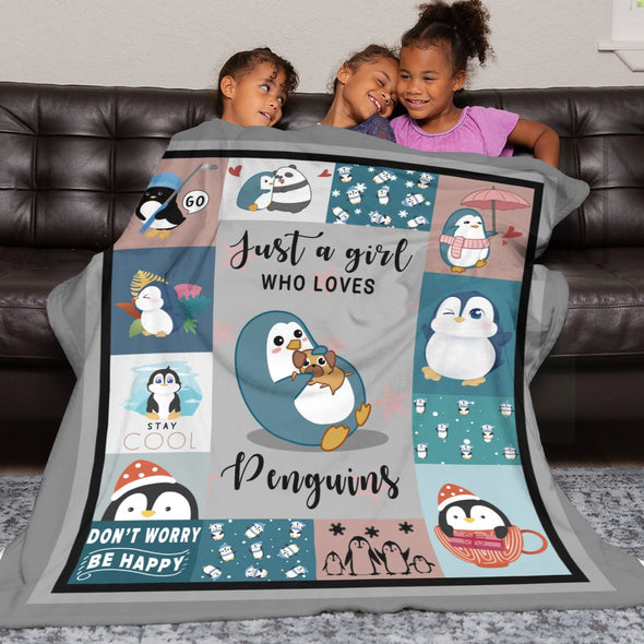 Penguin Blanket Fleece Throw Blanket Super Soft Warm Gifts for Baby Girls Boys Kids Mom Grandma Room Decor