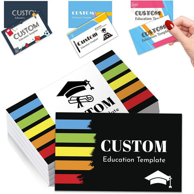 Custom Business Cards 100Pcs, Personalized Education Business Cards with Logo Picture