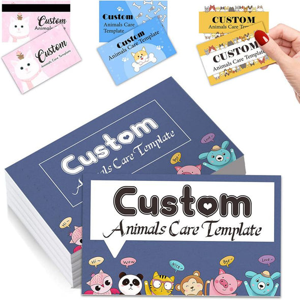 Custom Business Cards, Personalized Printable with Logo Picture for Animals Care Small Business-100Pcs