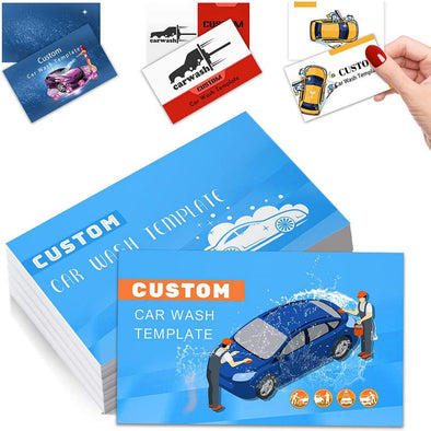 Custom Business Cards 100Pcs, Personalized Car Wash Business Cards with Logo Picture