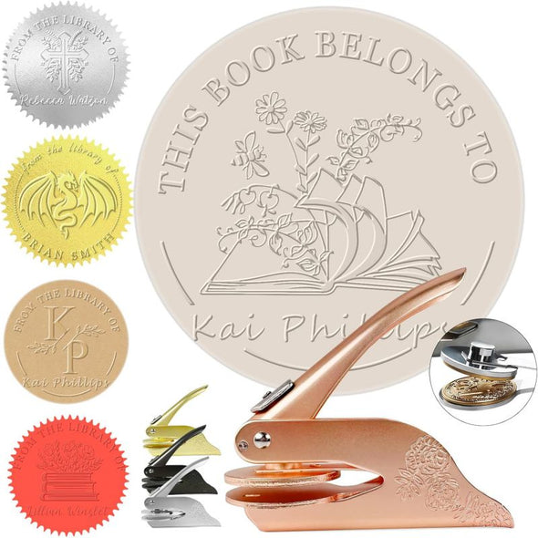 Book Embosser Personalized Stamp from The Library of Custom Name for Teacher Office Envelopes Napkins Gifts