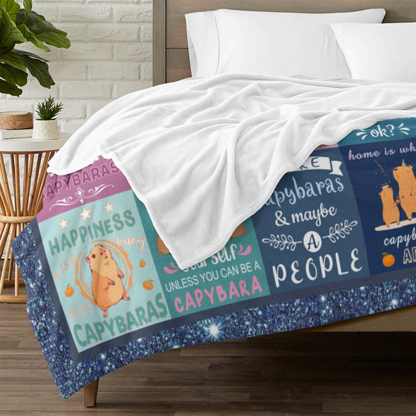 Capybara Pattern Blanket Fleece Throw Blanket Super Soft Warm Gifts for Baby Girls Boys Kids Mom Grandma Room Decor