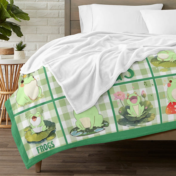 Frog Pattern Blanket Fleece Throw Blanket Super Soft Warm Gifts for Baby Girls Boys Kids Mom Grandma Room Decor