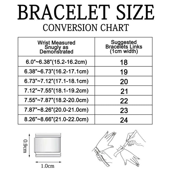 Custom Italian Charm Bracelet, Personalized Charms in 100+ Designs, Stainless Steel Adjustable Link Bracelet for Women/Men