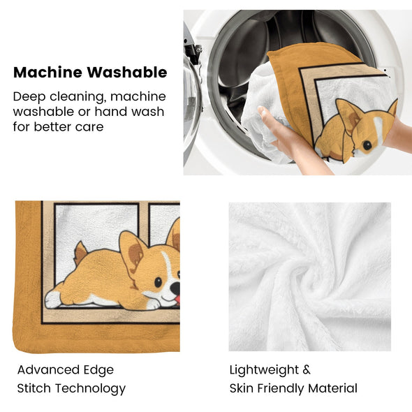 Corgi Blanket Fleece Throw Blanket Super Soft Warm Gifts for Baby Girls Boys Kids Mom Grandma Room Decor