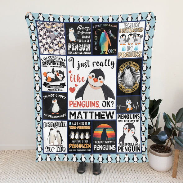 Penguin Blanket Fleece Throw Blanket Super Soft Warm Gifts for Baby Girls Boys Kids Mom Grandma Room Decor