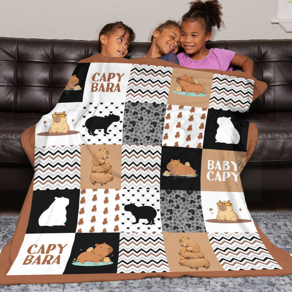 Capybara Pattern Blanket Fleece Throw Blanket Super Soft Warm Gifts for Baby Girls Boys Kids Mom Grandma Room Decor