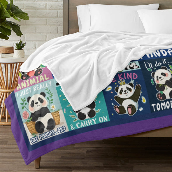 Panda Pattern Blanket Fleece Throw Blanket Super Soft Warm Gifts for Baby Girls Boys Kids Mom Grandma Room Decor