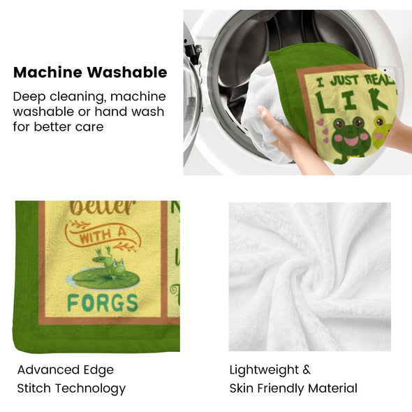 Frog Pattern Blanket Fleece Throw Blanket Super Soft Warm Gifts for Baby Girls Boys Kids Mom Grandma Room Decor