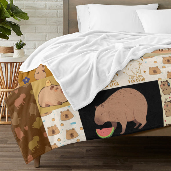 Capybara Pattern Blanket Fleece Throw Blanket Super Soft Warm Gifts for Baby Girls Boys Kids Mom Grandma Room Decor