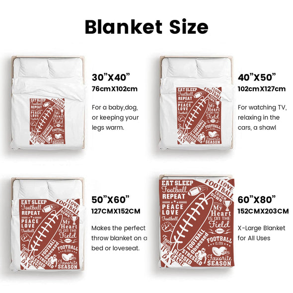 Football Pattern Blanket Fleece Throw Blanket Super Soft Warm Gifts for Baby Girls Boys Kids Mom Grandma Room Decor