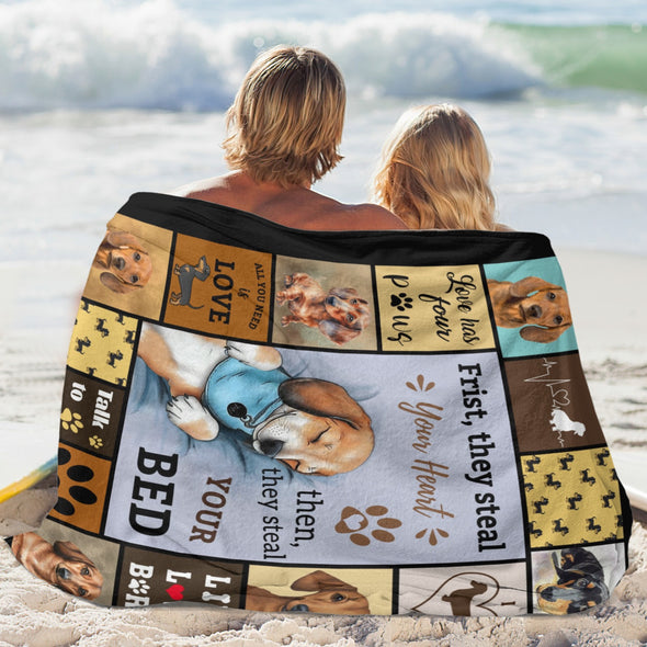 Dachshund Pattern Blanket Fleece Throw Blanket Super Soft Warm Gifts for Baby Girls Boys Kids Mom Grandma Room Decor
