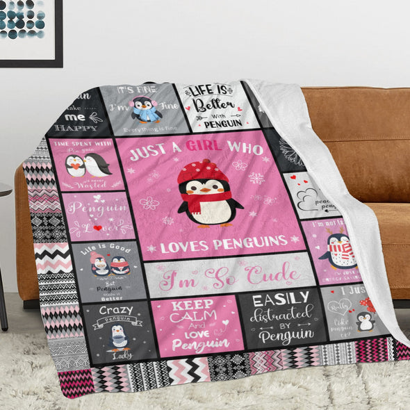 Penguin Blanket Fleece Throw Blanket Super Soft Warm Gifts for Baby Girls Boys Kids Mom Grandma Room Decor