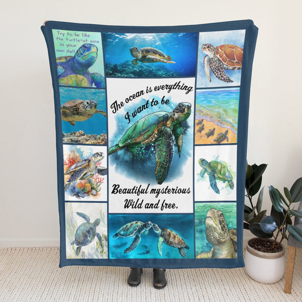 Turtle Pattern Blanket Fleece Throw Blanket Super Soft Warm Gifts for Baby Girls Boys Kids Mom Grandma Room Decor