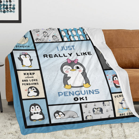 Penguin Blanket Fleece Throw Blanket Super Soft Warm Gifts for Baby Girls Boys Kids Mom Grandma Room Decor