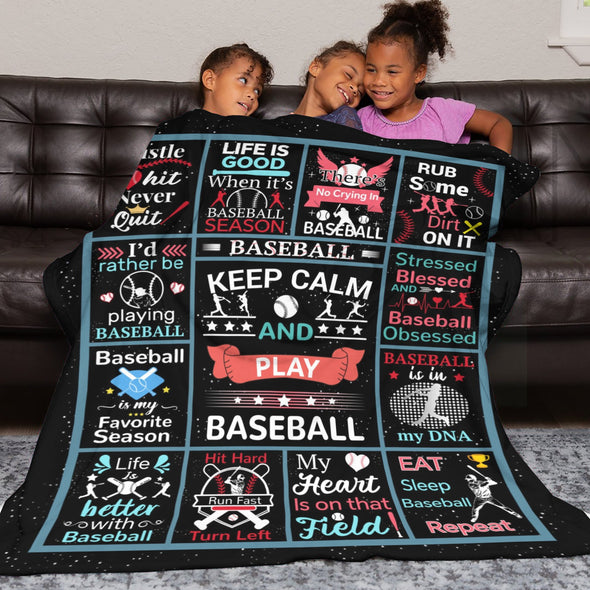 Baseball Pattern Blanket Fleece Throw Blanket Super Soft Warm Gifts for Baby Girls Boys Kids Mom Grandma Room Decor