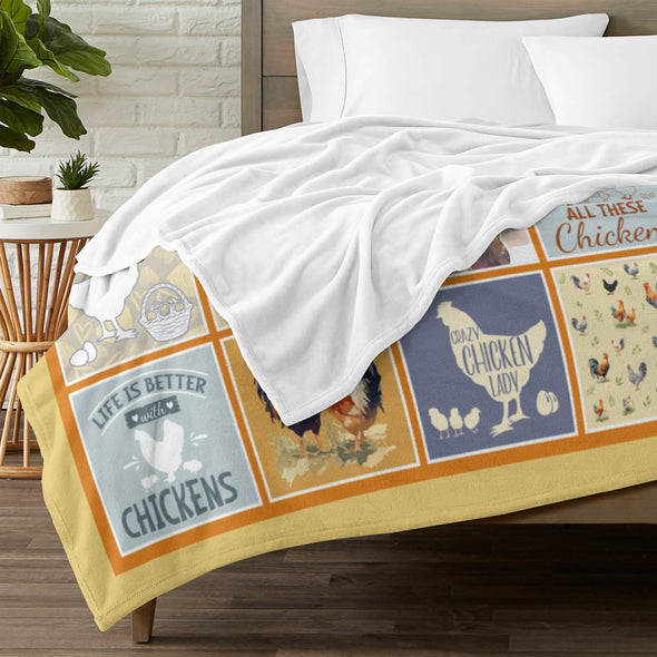 Chicken Pattern Blanket Fleece Throw Blanket Super Soft Warm Gifts for Baby Girls Boys Kids Mom Grandma Room Decor