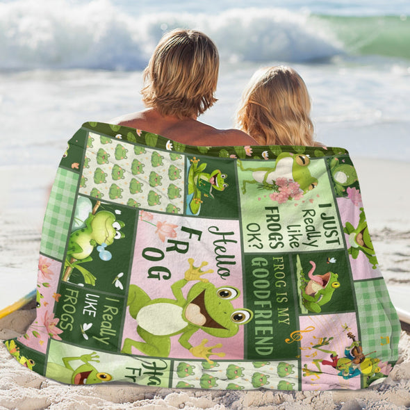 Frog Pattern Blanket Fleece Throw Blanket Super Soft Warm Gifts for Baby Girls Boys Kids Mom Grandma Room Decor