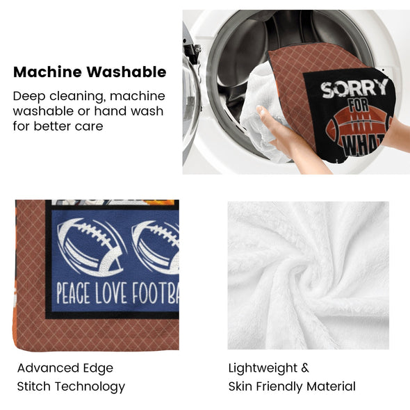 Football Pattern Blanket Fleece Throw Blanket Super Soft Warm Gifts for Baby Girls Boys Kids Mom Grandma Room Decor