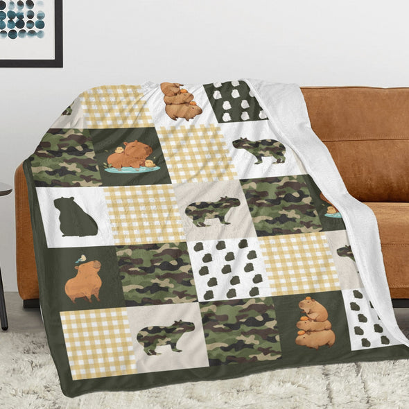 Capybara Pattern Blanket Fleece Throw Blanket Super Soft Warm Gifts for Baby Girls Boys Kids Mom Grandma Room Decor