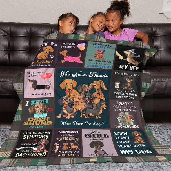 Dachshund Pattern Blanket Fleece Throw Blanket Super Soft Warm Gifts for Baby Girls Boys Kids Mom Grandma Room Decor
