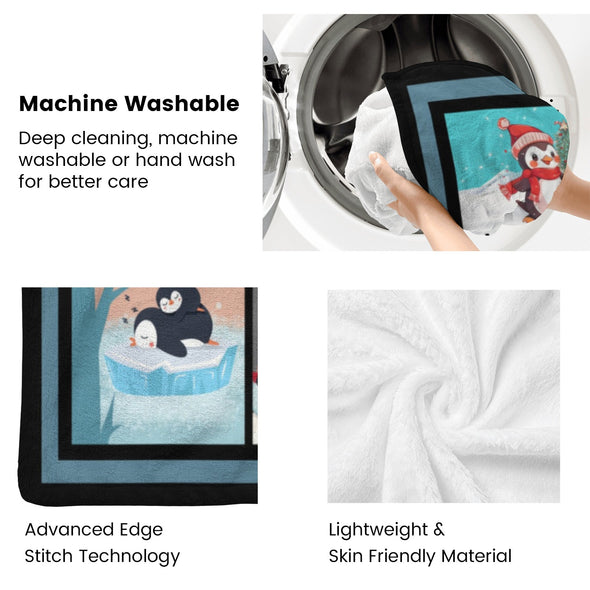 Penguin Blanket Fleece Throw Blanket Super Soft Warm Gifts for Baby Girls Boys Kids Mom Grandma Room Decor