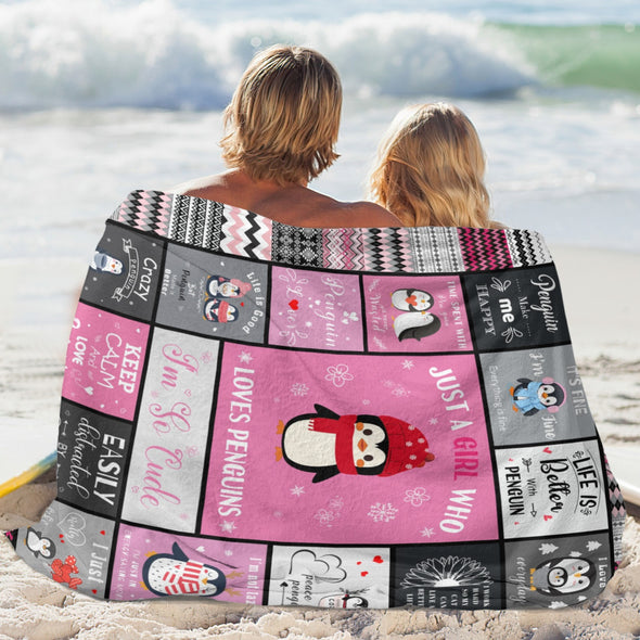 Penguin Blanket Fleece Throw Blanket Super Soft Warm Gifts for Baby Girls Boys Kids Mom Grandma Room Decor