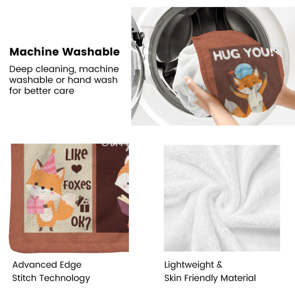 Fox Pattern Blanket Fleece Throw Blanket Super Soft Warm Gifts for Baby Girls Boys Kids Mom Grandma Room Decor