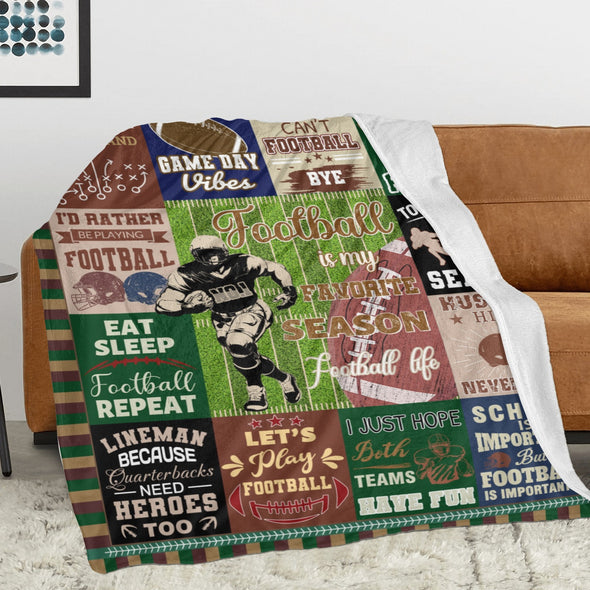 Football Pattern Blanket Fleece Throw Blanket Super Soft Warm Gifts for Baby Girls Boys Kids Mom Grandma Room Decor