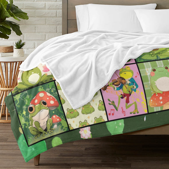 Frog Pattern Blanket Fleece Throw Blanket Super Soft Warm Gifts for Baby Girls Boys Kids Mom Grandma Room Decor