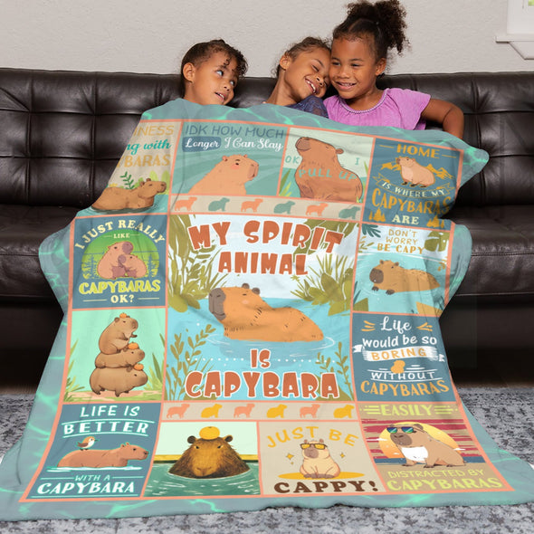 Capybara Pattern Blanket Fleece Throw Blanket Super Soft Warm Gifts for Baby Girls Boys Kids Mom Grandma Room Decor