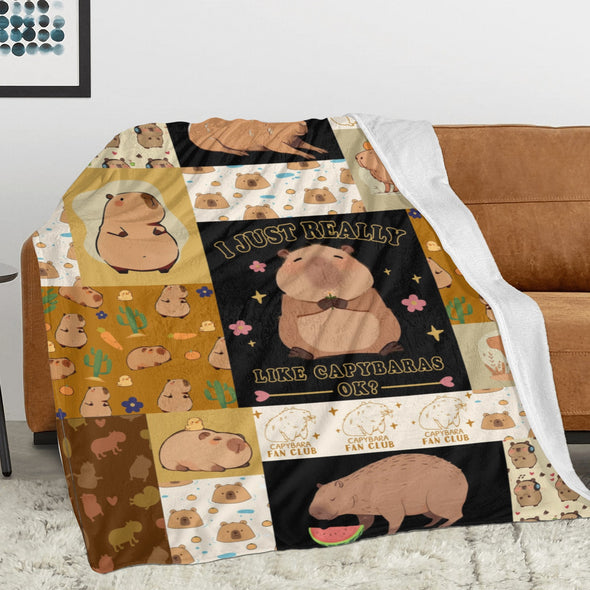 Capybara Pattern Blanket Fleece Throw Blanket Super Soft Warm Gifts for Baby Girls Boys Kids Mom Grandma Room Decor