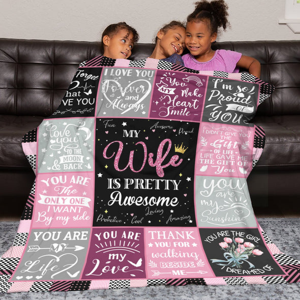 Wife Blanket, Throw Blanket Gifts for Birthday/Wedding/Anniversary/Christmas/Valentines
