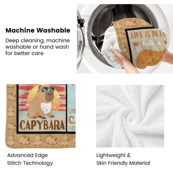 Capybara Pattern Blanket Fleece Throw Blanket Super Soft Warm Gifts for Baby Girls Boys Kids Mom Grandma Room Decor