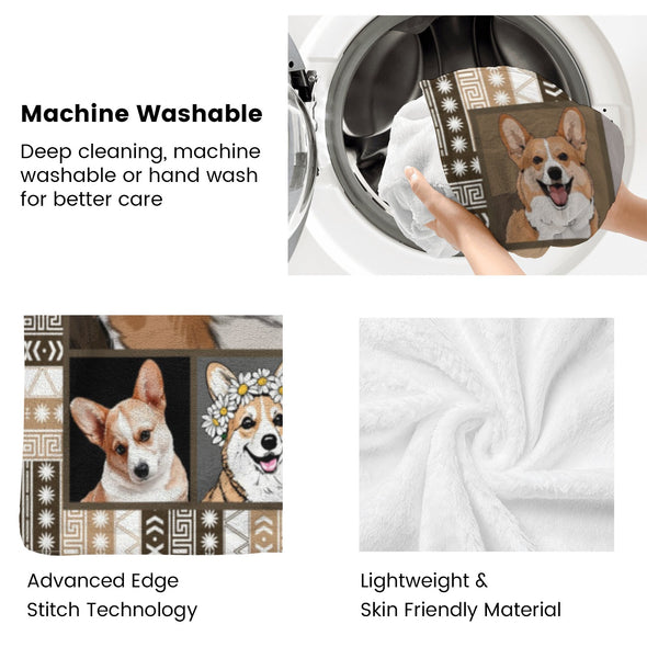 Corgi Blanket Fleece Throw Blanket Super Soft Warm Gifts for Baby Girls Boys Kids Mom Grandma Room Decor