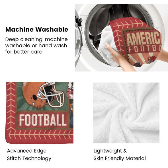Football Pattern Blanket Fleece Throw Blanket Super Soft Warm Gifts for Baby Girls Boys Kids Mom Grandma Room Decor