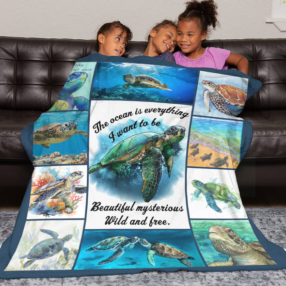 Turtle Pattern Blanket Fleece Throw Blanket Super Soft Warm Gifts for Baby Girls Boys Kids Mom Grandma Room Decor